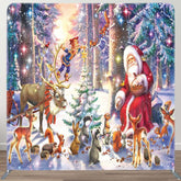 Aperturee - Aperturee Santa Animals Forest Holiday Tension Fabric Backdrop